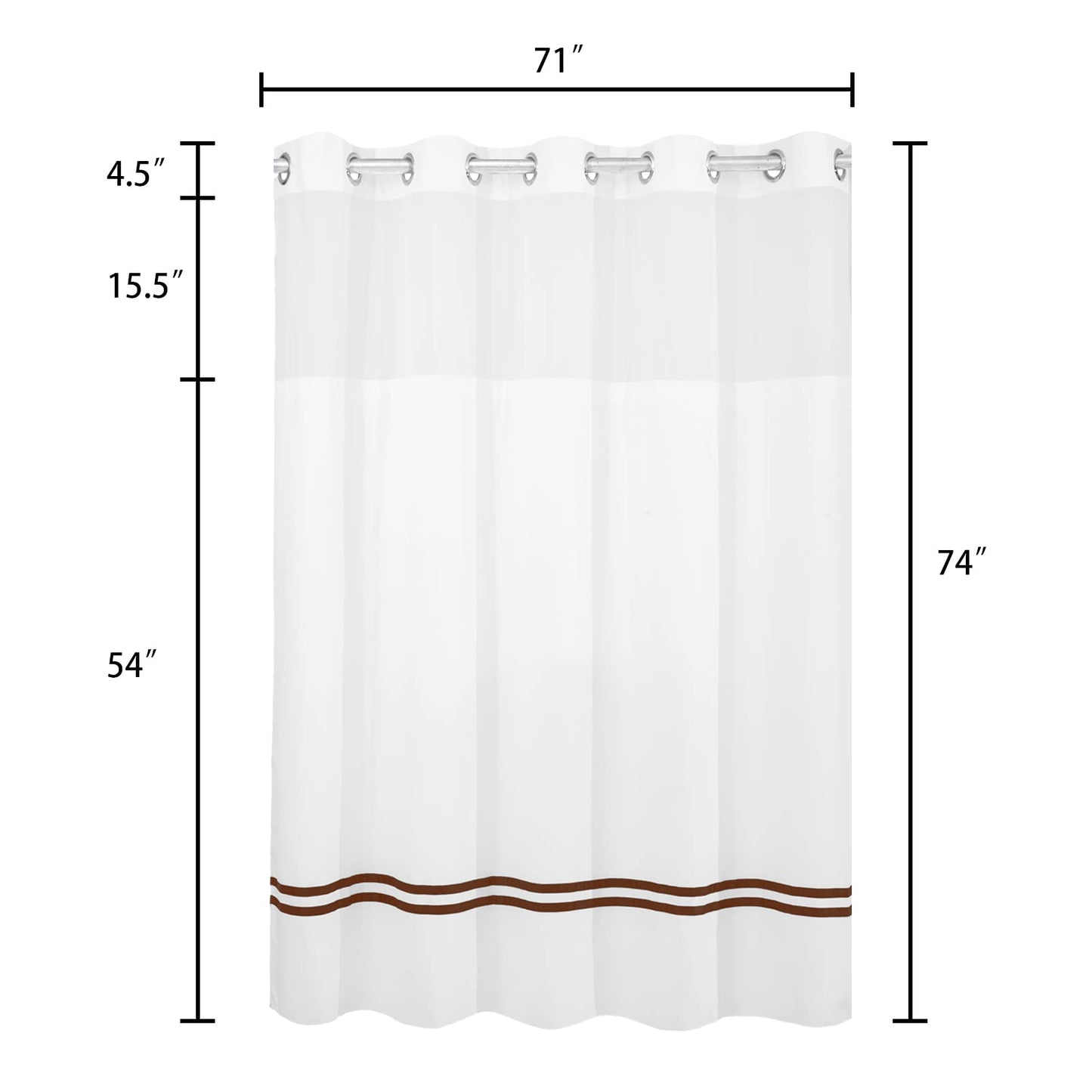 Barossa Design Sheer Fabric Shower Curtain with Snap-in Liner