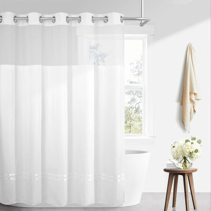 Barossa Design Sheer Fabric Shower Curtain with Snap-in Liner