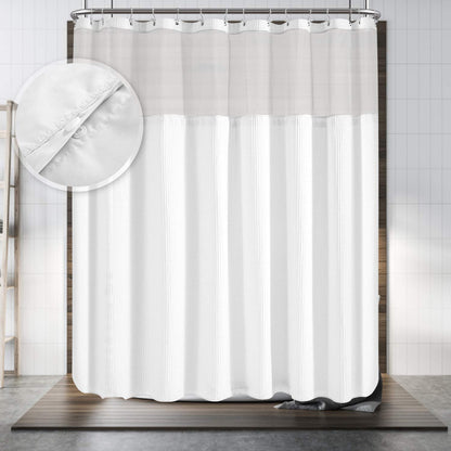 Barossa Design Hotel Style Cotton Shower Curtain with Snap-in Fabric Liner