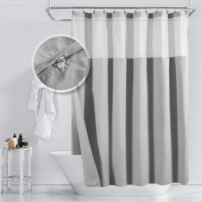 Barossa Design Hotel Style Cotton Shower Curtain with Snap-in Fabric Liner