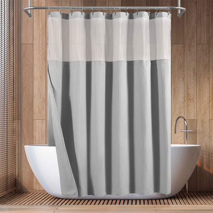 Barossa Design Hotel Style Cotton Shower Curtain with Snap-in Fabric Liner