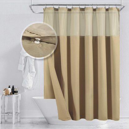 Barossa Design Hotel Style Cotton Shower Curtain with Snap-in Fabric Liner