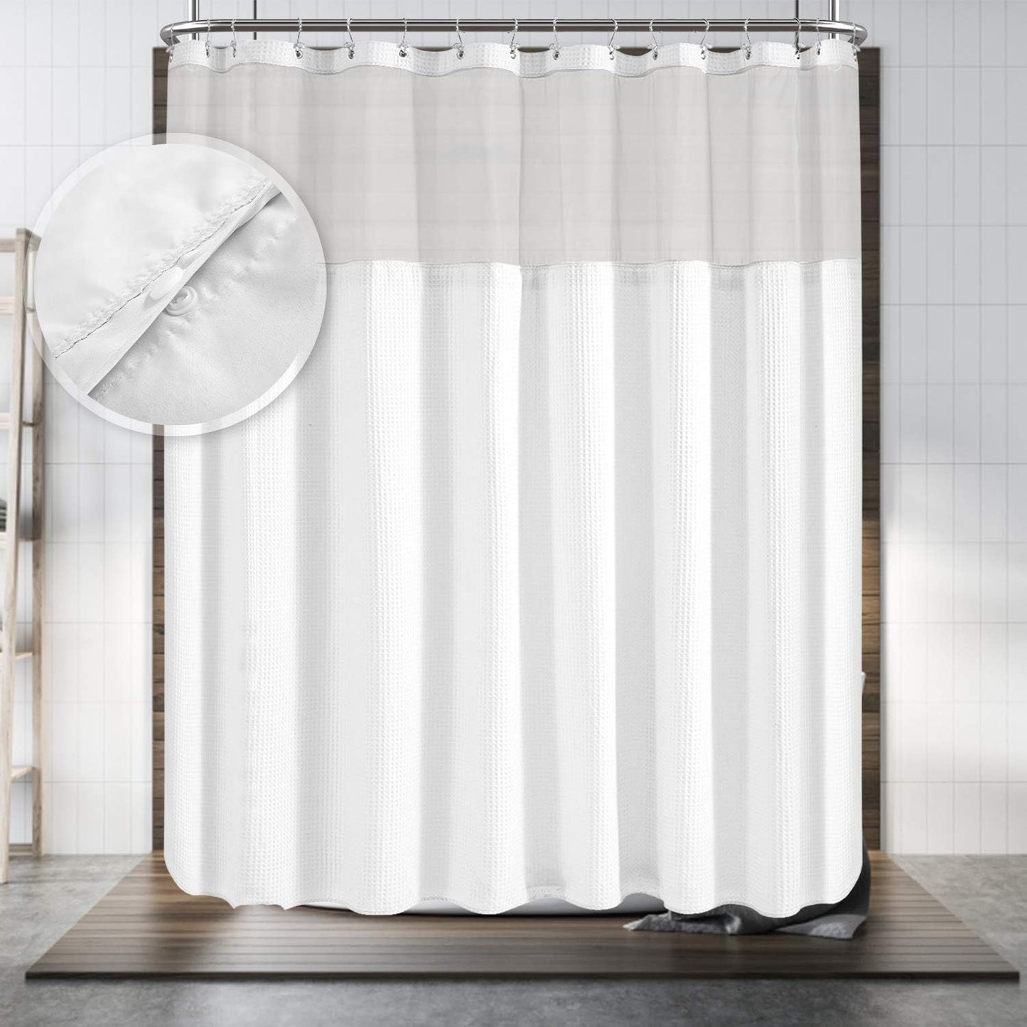 Barossa Design Hotel Style Cotton Shower Curtain Waffle Weave