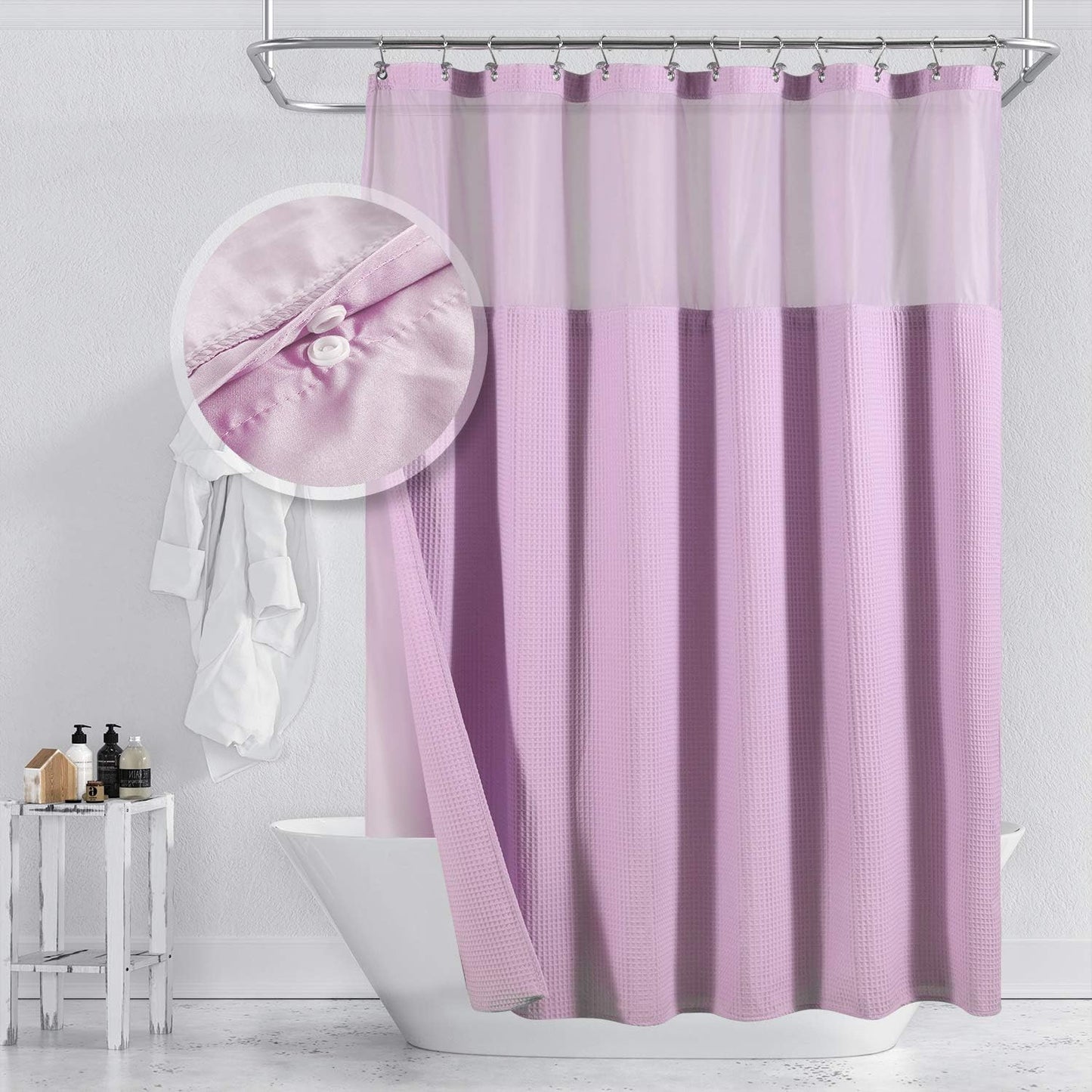 Barossa Design Hotel Style Cotton Shower Curtain Waffle Weave